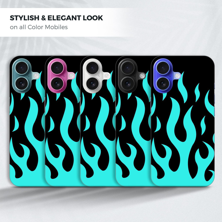 GlamCase for iPhone 16 iiPhone 16 Case Flame Teal Design Printed Slim Sleek Cute Plastic Hard Snap on Protective Designe