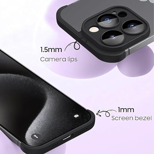 CusPra for iPhone 16 Pro Max Case with Camera Lens Protector No Back Bumper Frameless Design Slim Thin Lightweight Silic