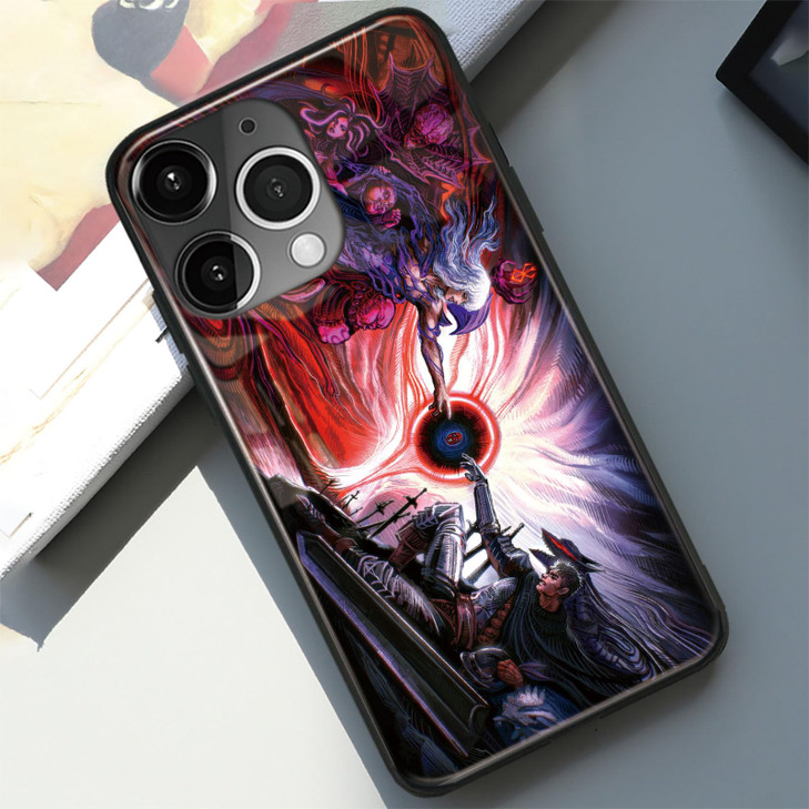Guts and Griffith Berserk Unique Anime Phone Case Tempered Glass Shell Unique Design Manga Pattern Glossy Cover for iPho