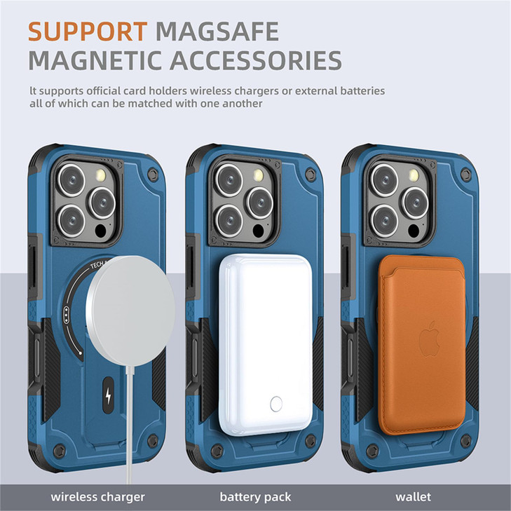 Fofvccv Magnetic for iPhone 16 Pro Max Case with Crossbody Lanyard Strap Compatible with Magsafe Builtin Invisible Stand