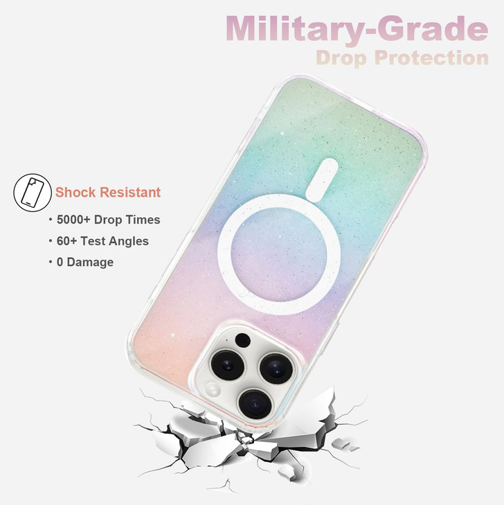 REAPEX for iPhone 16 Pro Max Case 69 inch Clear Glitter Magnetic Phone Case Compatible with MagSafe Shockproof Thin Cove