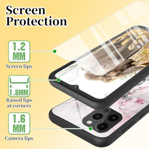 GFRGTFHYT for iPhone 16 Pro Phone Case 63 with Screen Protector Slim Tempered Glass Back Cover Buddha Statue with Flower