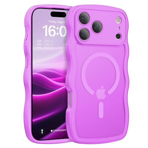 BENTOBEN Magnetic for iPhone 17 Pro Case Cute Wavy Full Camera Protection Compatible with MagSafe Matte AntiSlip Bumper