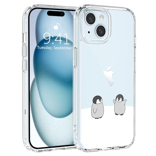 JOYLAND Cute Cartoon Penguin Case for iPhone 16 Pro Crystal Clear Lovely Animal Girly Phone Case Acrylic Hard Back Cover