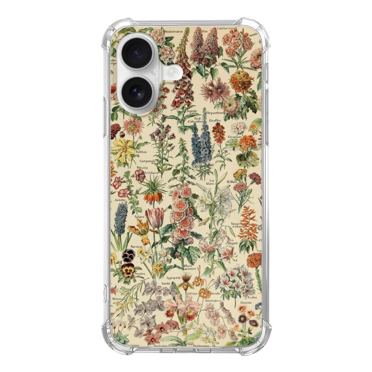 Sundwugzh Vintage Flowers Phone Case Compatible with iPhone 16 PlusBotanical Fleur Science Phone Case for iPhone 16 Plus