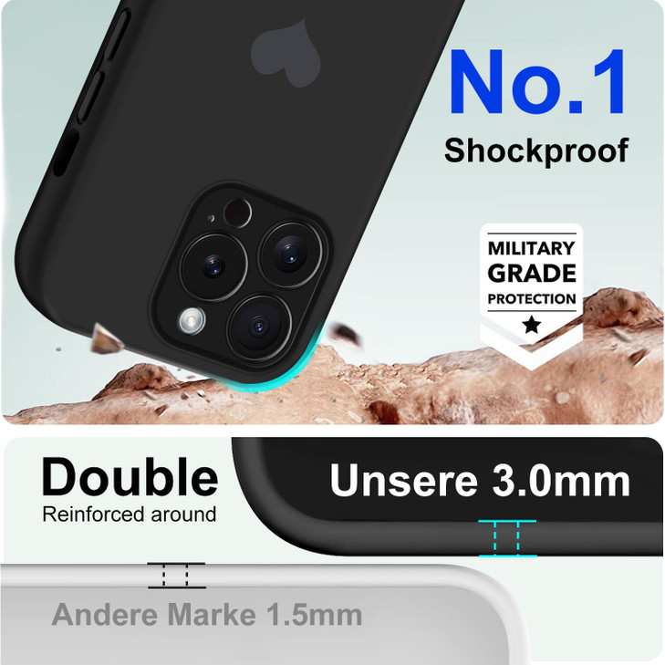 Giyer for iPhone 16 Pro Case with Screen Protectors Liquid Silicone Microfiber Lining Soft Rubber Shockproof AntiScratch