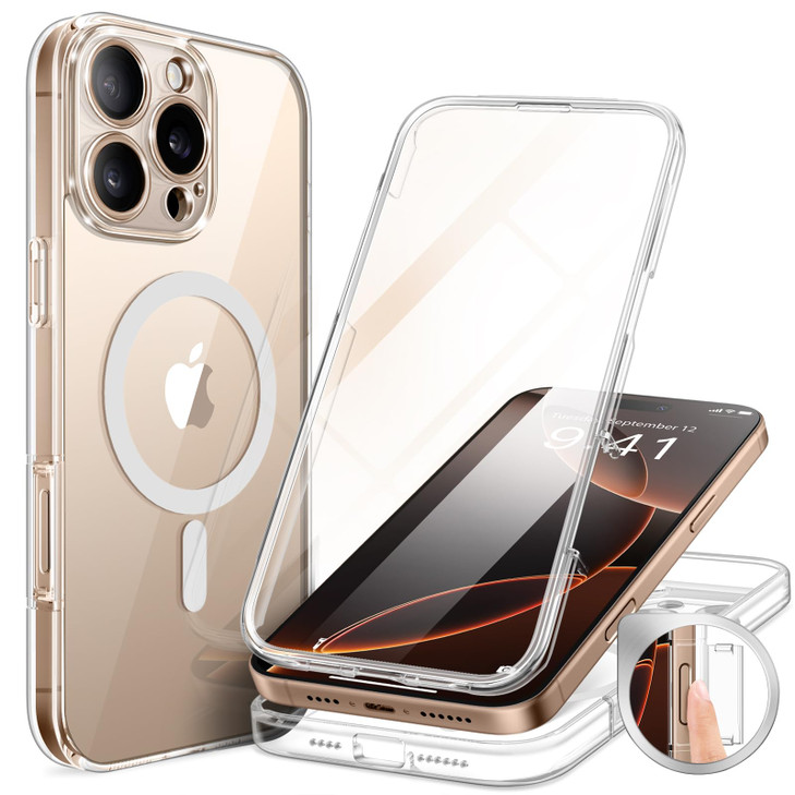 BERFY for iPhone 16 Pro Max Case Compatible with MagSafe Builtin 9H Tempered Glass Screen Protector and Camera Protectio
