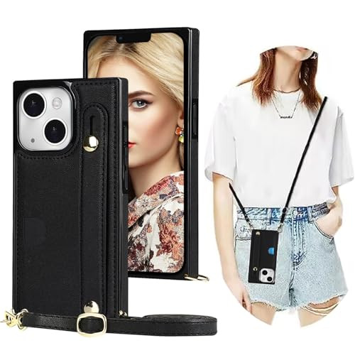 CCSmall for Apple iPhone 16 Plus Case Crossbody with Card Slot Holder for Women Removable Adjustable Shoulder Strap Lany