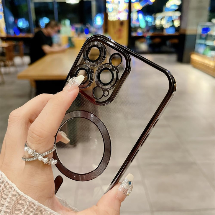 OUROL Magnetic Case for iPhone 16 Plus Compatible with Magsafe Charger Wireless Lens Camera Protection Clear Transparent