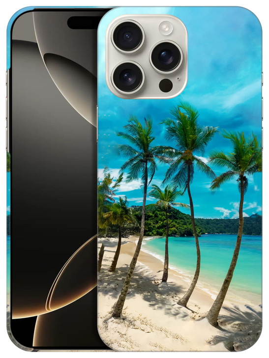 SuzaCase Back Case for iPhone 16 Pro iPhone 16 Pro Case with Stylish Tropical Beach Palm Tree Design Printed Cute Sleek