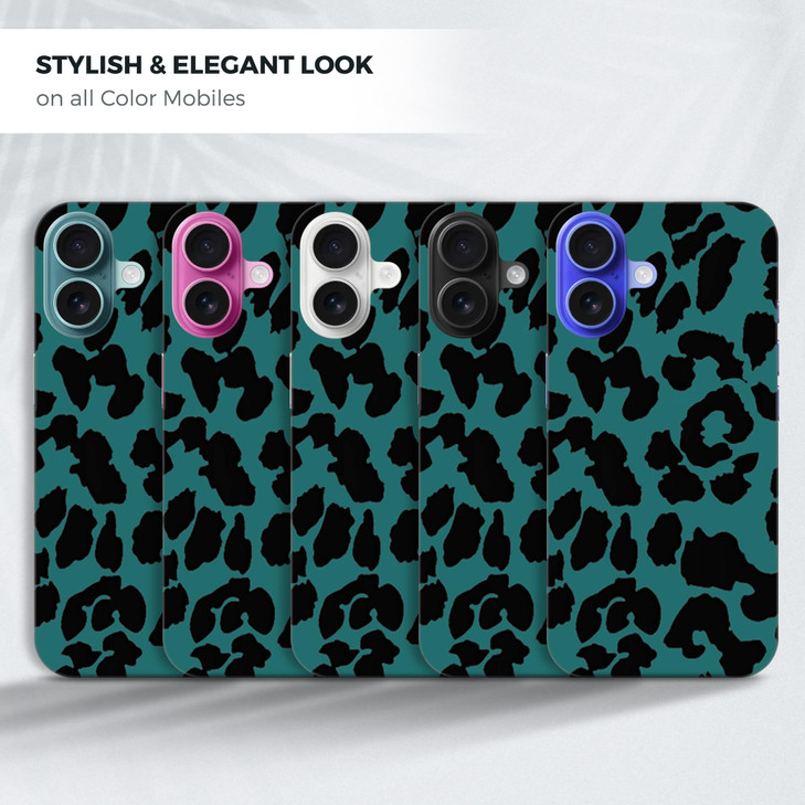 GlamCase for iPhone 16 iPhone 16 Case Teal Leopard Pattern Design Printed Slim Sleek Cute Plastic Hard Protective Design