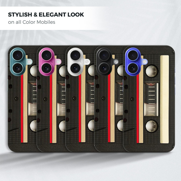GlamCase for iPhone 16 iPhone 16 Case Vintage Cassette Design Printed Slim Sleek Cute Plastic Hard Snap on Protective De