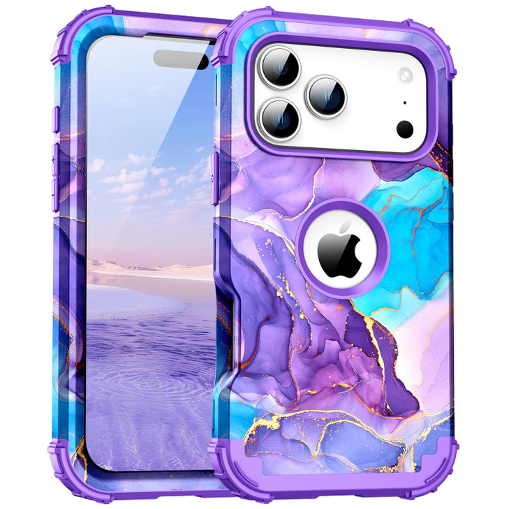 BQQFG for iPhone 17 Pro Max CaseThree Layer Heavy Duty Shockproof Hybrid Hard Plastic Bumper Soft Silicone Rubber Drop P