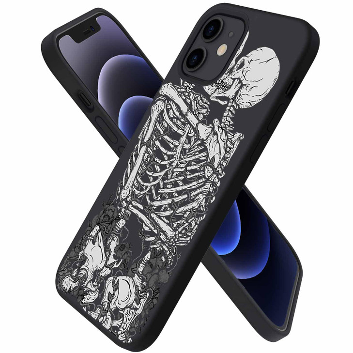 malegaon Skeleton Lovers Case for iPhone 12Hippie Cool Aesthetic Pattern CaseFull Cover Frosted TPU Case Compatible with