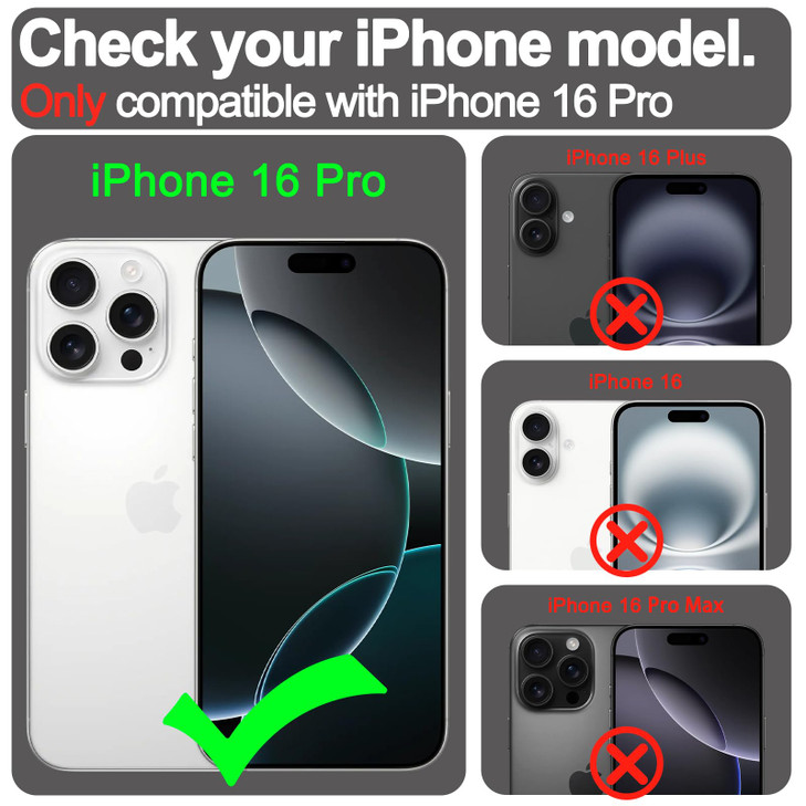 VANAVAGY Compatible for iPhone 16 Pro Wallet Case with RFID Blocking Card Holder PU Leather Flip Cover Magnetic Clasp Ki