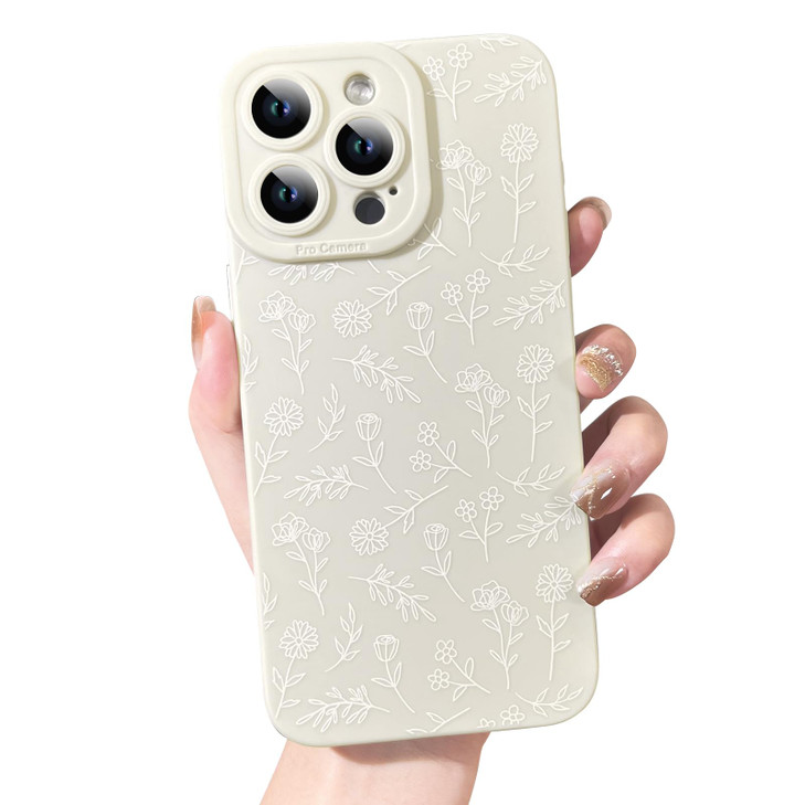 OOK Case for iPhone 15 Pro Max Case Cute Flower Floral Design for Girls Women Soft TPU Camera Lens Protective Phone Cove