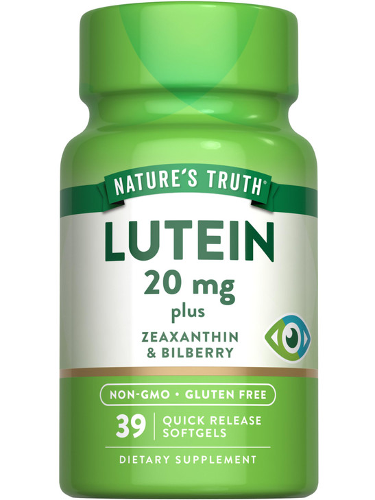 Nature's Truth Lutein and Zeaxanthin | 20 mg | 39 Softgels | with Bilberry | Non-GMO & Gluten Free Supplement online at globaldelivered