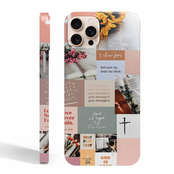 AOSSXIN Jesus Flowers Case for iPhone 16 Pro Max Christian Bible Verse Butterfly Collage for Men Women Smooth Tough PC F
