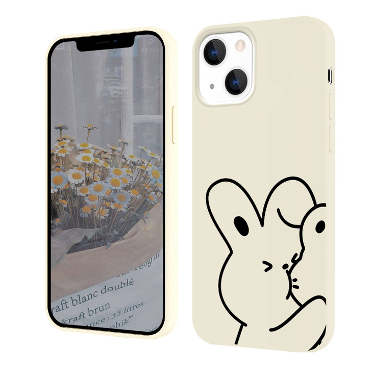 JOYLAND Couple Cases Compatible with iPhone 16 Pro Max Cute Black Bunny Pattern Matching Phone Case Ultra Slim Silicone