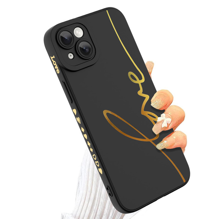 MOWIME for iPhone 16 Plus Case Cute Back Plating Love Letter with Screen Protector Soft TPU Shockproof AntiFall Lens Cam