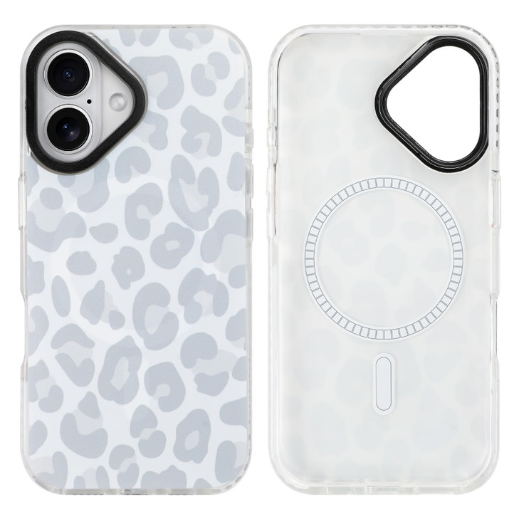SAKUULO Magnetic for iPhone 16 Case Hot Pink Leopard Print Pattern Compatible with MagSafe with Screen Protector Wireles