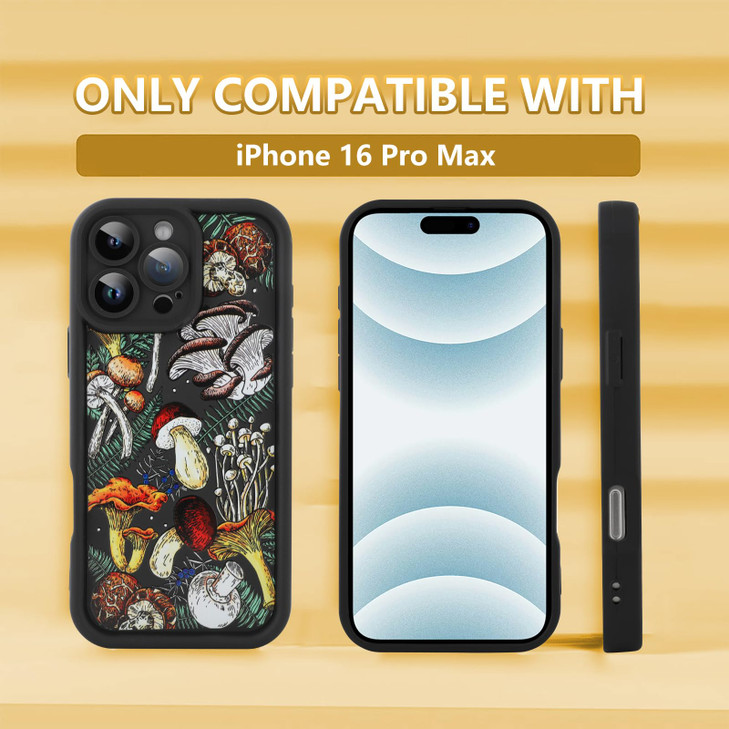 KANGHAR Case for iPhone 16 Pro Max Case Cute Mushroom Art Design Soft TPU Shockproof Protective for Women Girls Slim Pho