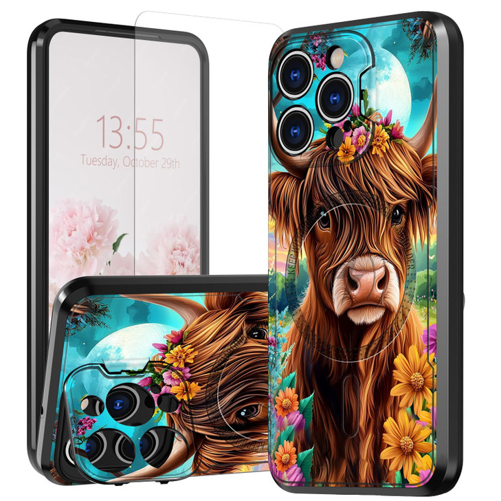 DHYYDSQZ for iPhone 16 Pro Case with Screen Protector Stand Camera Cover Kickstand Builtin Magnets Dual Layer Shockproof