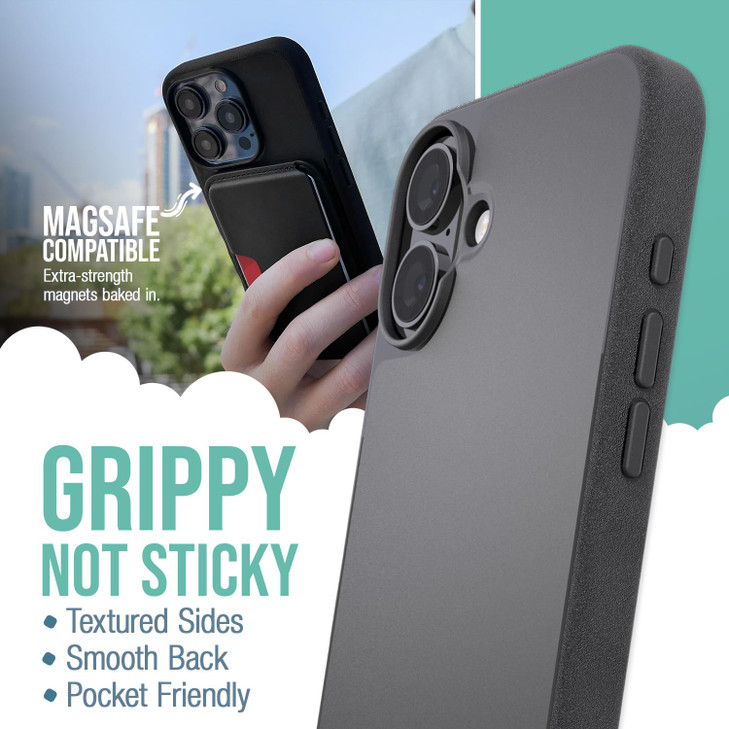 Smartish iPhone 16 Plus MagSafe Case Gripmunk Magnetic Slim Case Lightweight Protective Thin Grip Cover with Microfiber