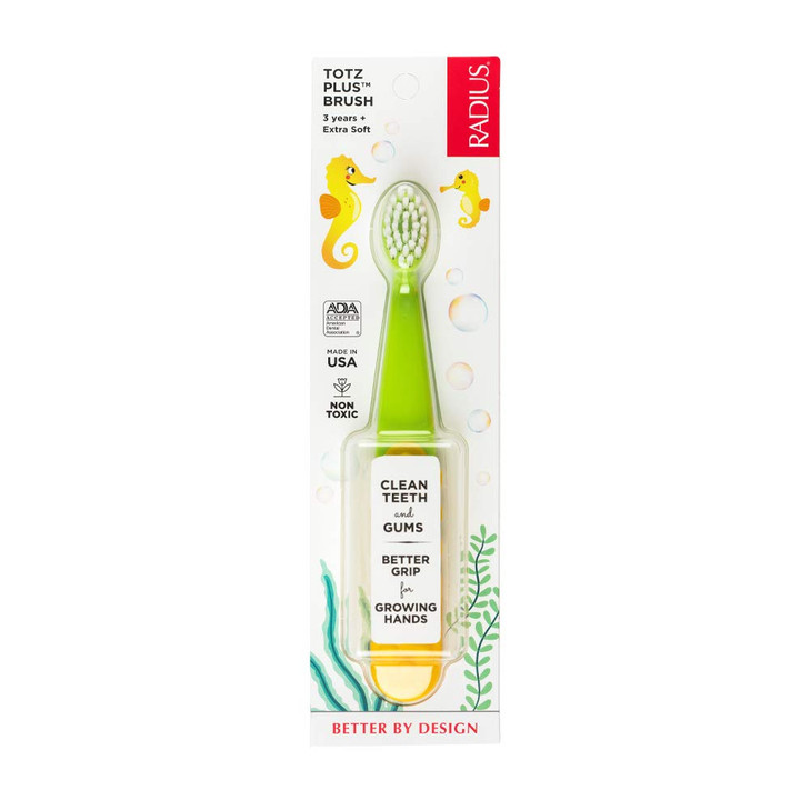 Radius Kids Toothbrush Totz Plus Brush, Silky Soft, Green/Yellow, 1 Count online at globaldelivered