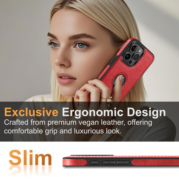 Hemduty Logo Visible Compatible with iPhone 16 Pro Case Luxury Vegan Leather Ultra Slim Business Cover 2024 63 Inch Brow