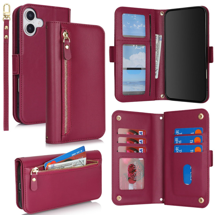 Jaorty for iPhone 16 Plus Phone Case with Card Holder for Women MenPhone Case Wallet for iPhone 16 Plus with Wrist Strap