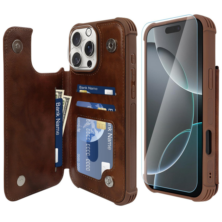 VANAVAGY Compatible for iPhone 16 Pro Max Wallet Case with RFID Blocking Card Holder PU Leather Flip Cover Magnetic Clas