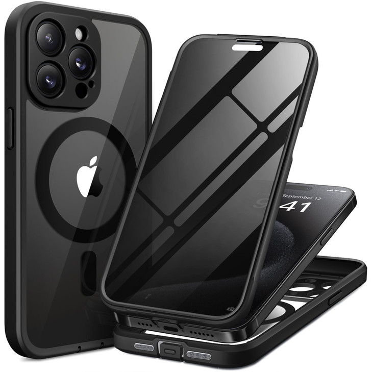 TIESZEN for iPhone 15 Pro Max Case Compatible with MagSafe Builtin Privacy Screen Protector and Camera Protection Anti S
