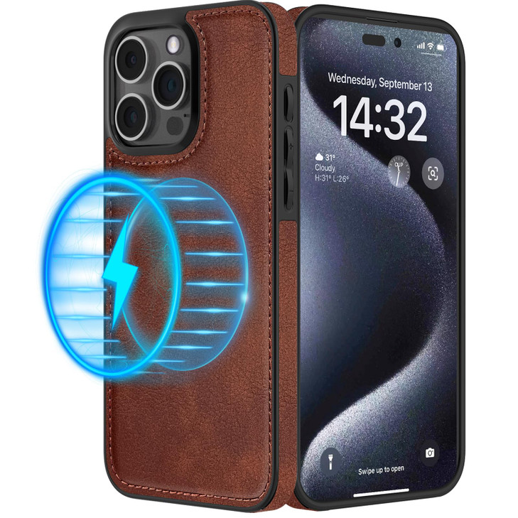 LOHASIC for iPhone 16 Plus Case Magsafe Leather with Camera Lens Cover Magnetic Soft PU Leather Phone Case for Men Women
