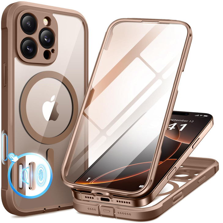 BERFY for iPhone 16 Pro Max Case Compatible with MagSafe Builtin 9H Tempered Glass Screen Protector and Camera Protectio