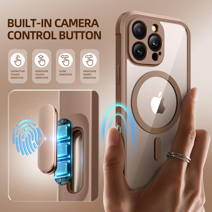 BERFY for iPhone 16 Pro Max Case Compatible with MagSafe Builtin 9H Tempered Glass Screen Protector and Camera Protectio