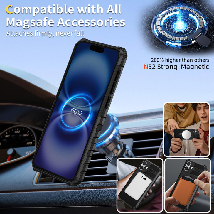 FRLMOOES for iPhone 16 Case Magnetic Compatible with MagSafe Wireless Chargingwith 2 Screen ProtectorsBuiltin Kickstand