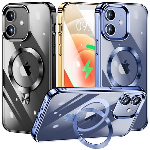 TLIKEMISS CD Ring Compatible with MagSafe Invisible Stand Magnetic for iPhone 16 Case Clear Bumper NonYellowing Look as