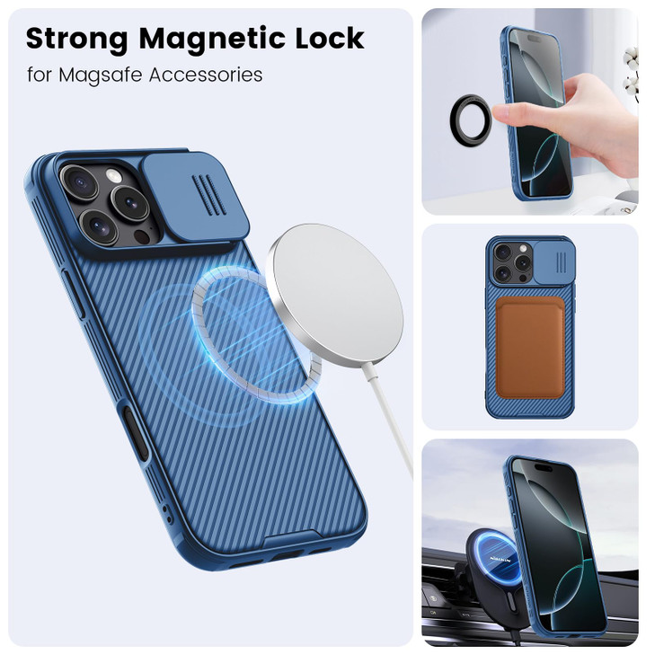 Nillkin Magnetic for iPhone 16 Pro Case Upgraded Slide Camera Cover Compatible with Magsafe Slim Shockproof Protective P