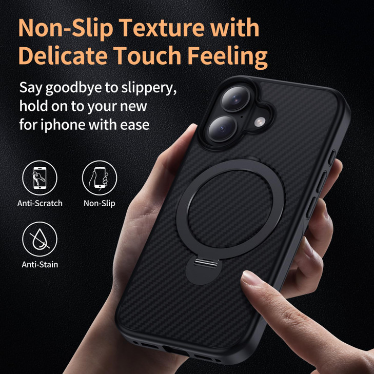 YOOVEI for iPhone 16 Case 61with Kickstand 360Rotatable Magnetic Ring Stand Compatible with MagSafe Wireless Charging Sl
