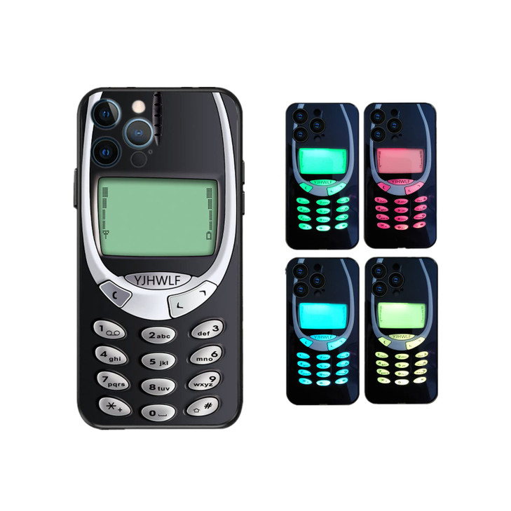 Compatible with iPhone 16 Pro Max Luminous Case forRetro Cassette Tape Shockproof Music Phone Case Bumper Tempered Glass