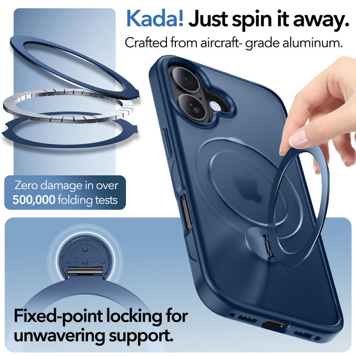 Anqrp 360 AllinONE Stand Case for iPhone 16 Case with Rotatable Magnetic Kickstand Ring Holder Compatible with MagSafe M
