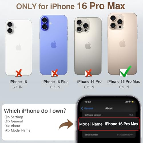 LOHASIC for iPhone 16 Pro Leather Case Magnetic Back Cover Luxury Soft Lychee Leather Elegant Lovely Women Grils Cute Ca