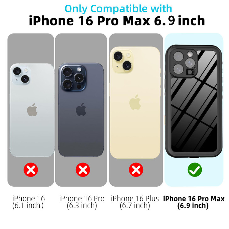 hoilgyes Magnetic Clear Case Waterproof for iPhone 16 Pro Max 69 inch Built in Screen Camera Protector Military Heavy Du