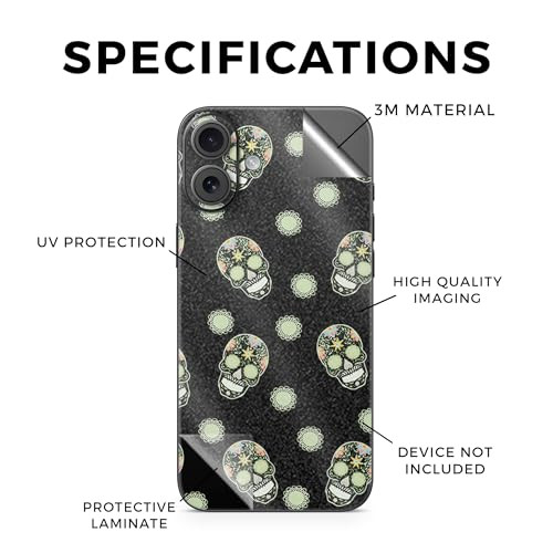 Glossy Glitter Phone Skin Compatible with Apple iPhone 16 Plus Nighttime Skulls Premium 3M Vinyl Protective Wrap Decal C