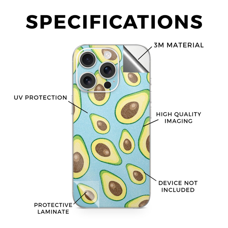 Glossy Glitter Phone Skin Compatible with Apple iPhone 16 Pro Blue Avocados Premium 3M Vinyl Protective Wrap Decal Cover