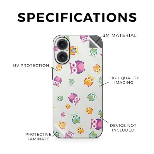 Glossy Glitter Phone Skin Compatible with Apple iPhone 16 Owls Premium 3M Vinyl Protective Wrap Decal Cover Easy to Appl