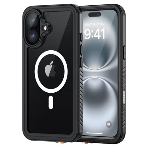Lanhiem Magnetic for iPhone 16 Plus Case IP68 Waterproof Dustproof Compatible with MagSafe Built in Screen Protector Ful
