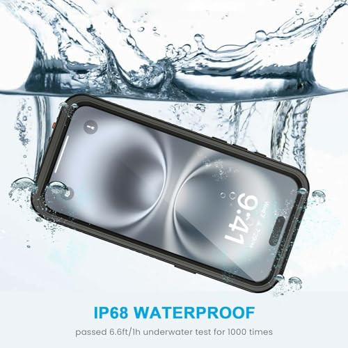 Lanhiem Magnetic for iPhone 16 Plus Case IP68 Waterproof Dustproof Compatible with MagSafe Built in Screen Protector Ful