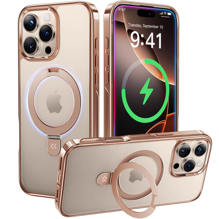 CASEKOO Gloss Gold for iPhone 16 Pro Case with Stand Compatible with MagSafe16FT MilitaryGrade Protection Shockproof 16